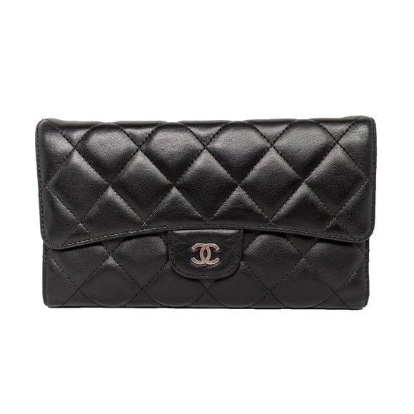 CHANEL Handbags - Chanel Quilted Black Long Flap Wallet